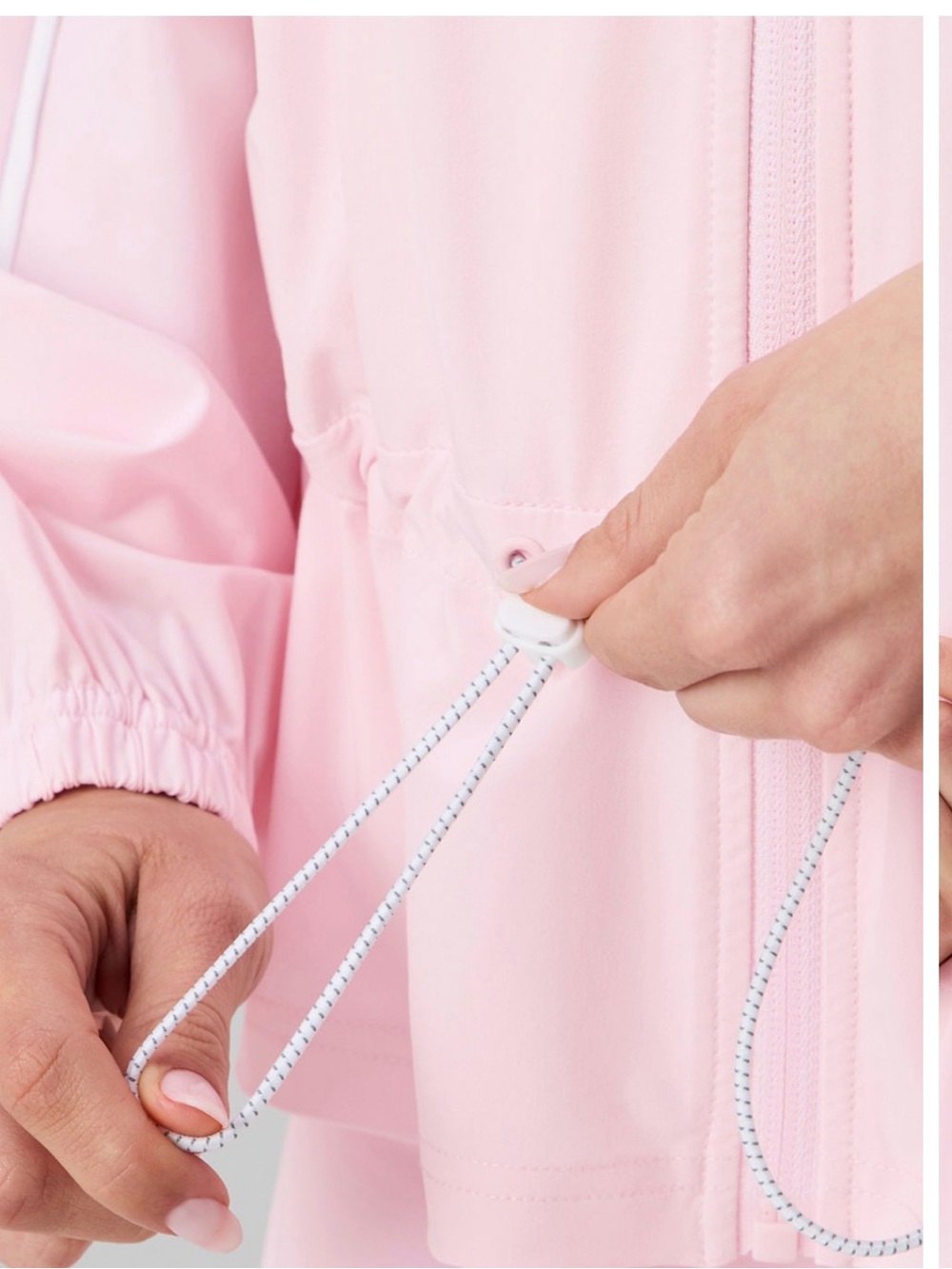 Fabletics Light Pink Zip-Front Drawstring Bomber Jacket - Picture 3 of 4